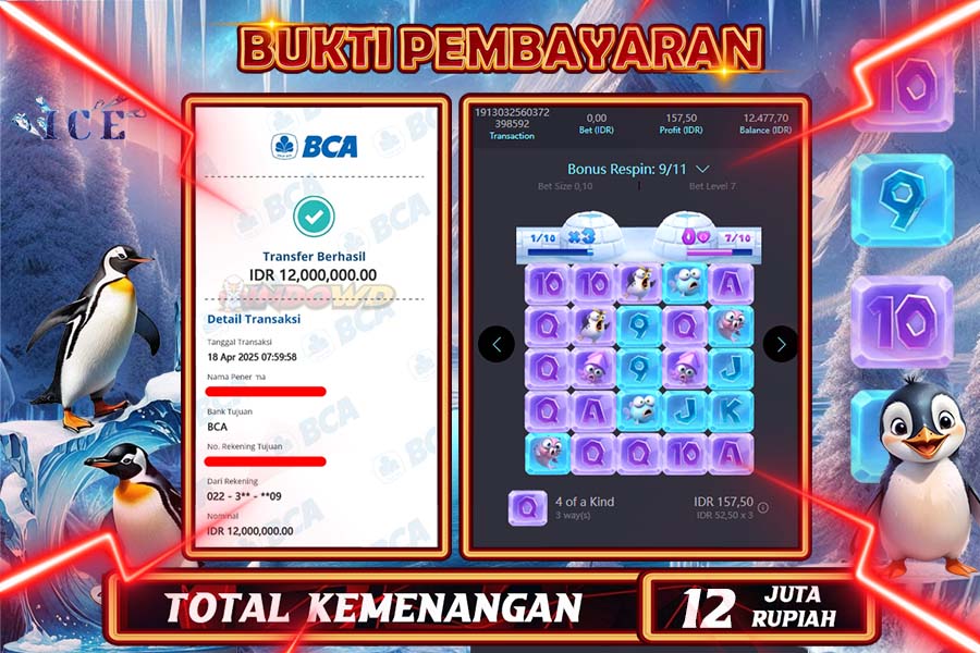 INDOWD JACKPOT SLOT ICE SCAPE Rp12.000.000,- LUNAS
