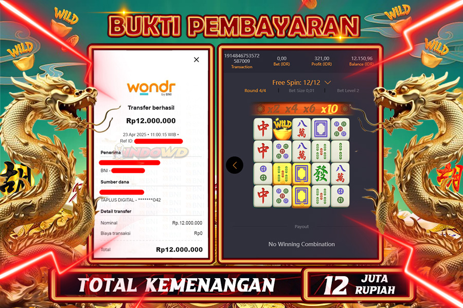 INDOWD JACKPOT SLOT MAHJONG WAYS 2 Rp12.000.000,- LUNAS