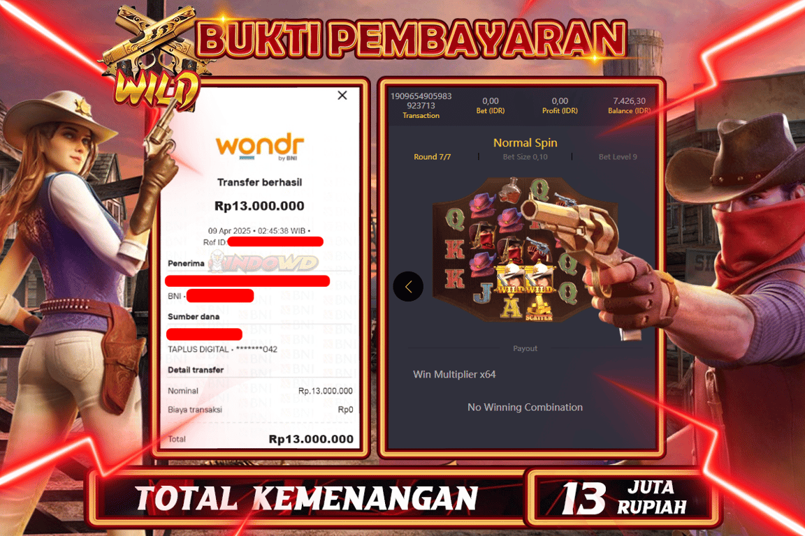 INDOWD JACKPOT SLOT WILD BOUNTY  Rp13.000.000,- LUNAS