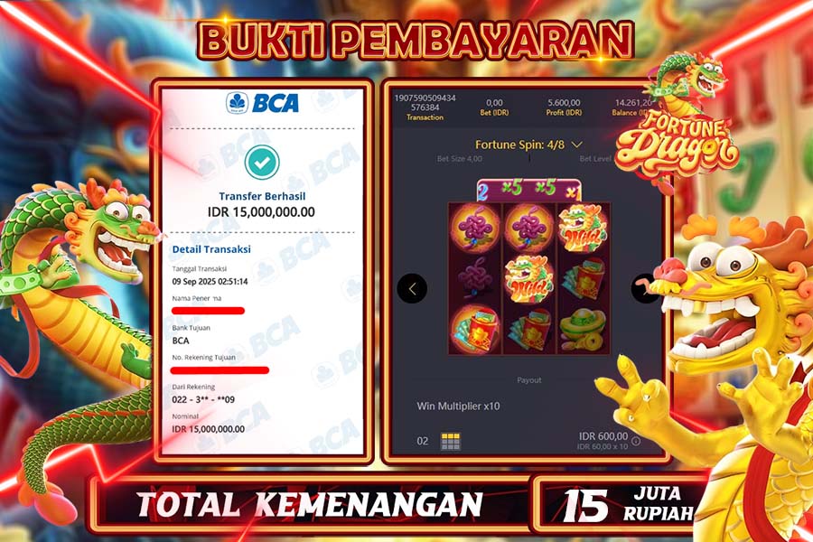 INDOWD JACKPOT SLOT DRAGON FORTUNE Rp15.000.000,- LUNAS