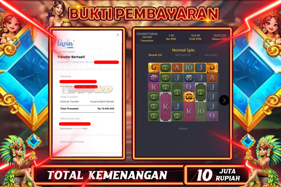 INDOWD JACKPOT SLOT AZTEC GEMS Rp10.000.000,- LUNAS