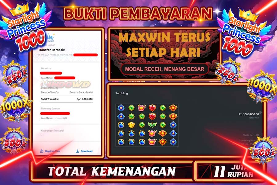 INDOWD JACKPOT SLOT STARLIGHT PRINCES 1000 Rp11.000.000,- LUNAS