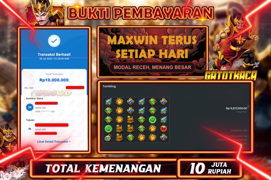INDOWD JACKPOT SLOT GATES OF GATOT KACA Rp10.000.000,- LUNAS