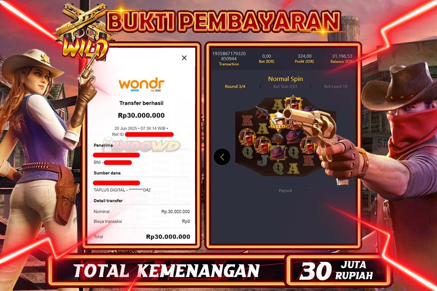 INDOWD JACKPOT SLOT WILD BOUNTY Rp30.000.000,- LUNAS