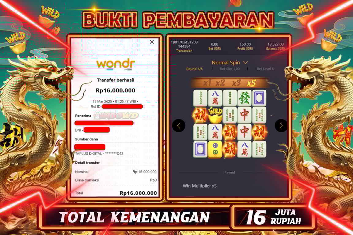 INDOWD JACKPOT SLOT MAHJONG WAYS 2 Rp16.000.000,- LUNAS