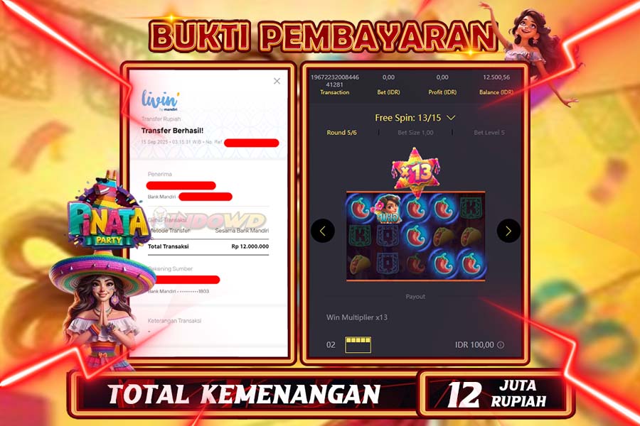 INDOWD JACKPOT SLOT PINATA PARTY Rp12.000.000,- LUNAS