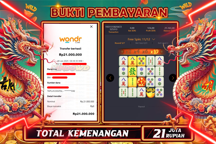 INDOWD JACKPOT SLOT MAHJONG WAYS 2 Rp21.000.000,- LUNAS