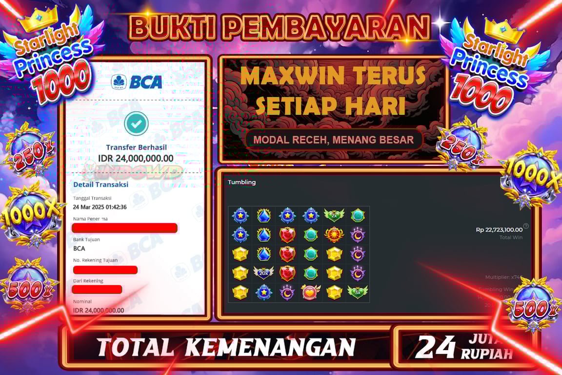 INDOWD JACKPOT SLOT STARLIGHT PRINCES 1000 Rp.24.000.000,- LUNAS