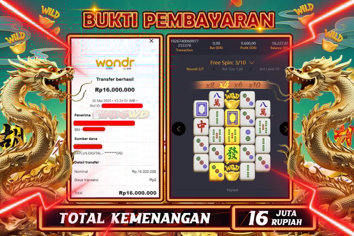 INDOWD JACKPOT SLOT MAHJONG WAYS 2 Rp16.000.000,- LUNAS