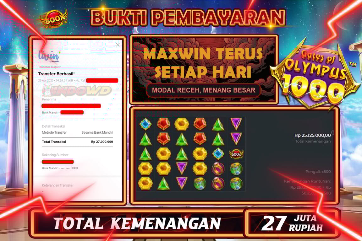 INDOWD JACKPOT SLOT GATES OF OLYMPYUS 1000 Rp27.000.000,- LUNAS