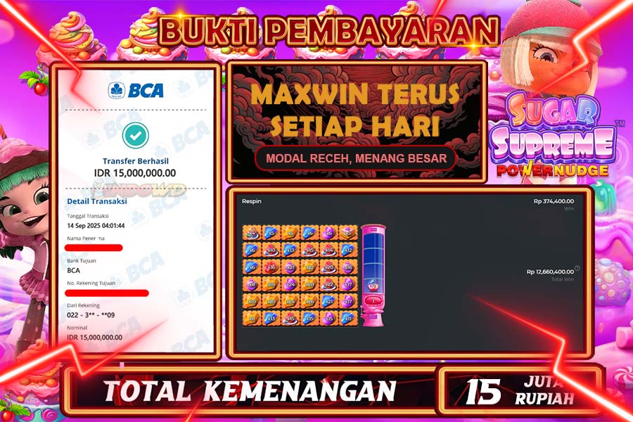 INDOWD JACKPOT SLOT SUGAR RUSH DICE Rp15.000.000,- LUNAS
