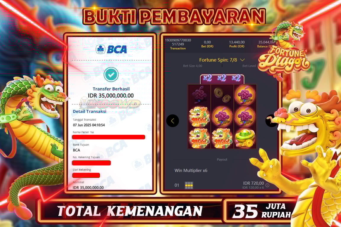 INDOWD JACKPOT SLOT FORTUNE DRAGON Rp35.000.000,- LUNAS