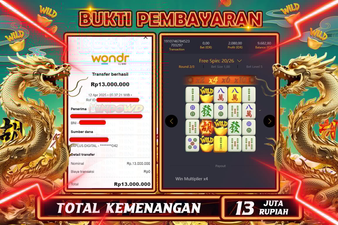 INDOWD JACKPOT SLOT MAHJONG WAYS 2 Rp13.000.000,- LUNAS
