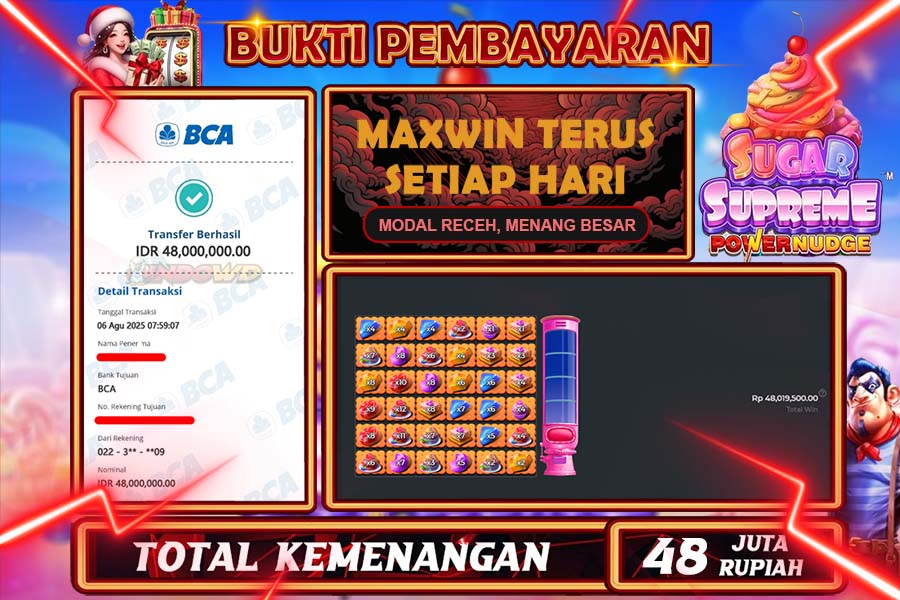 INDOWD JACKPOT SLOT SUGAR RUSH SUPREME Rp48.000.000,- LUNAS