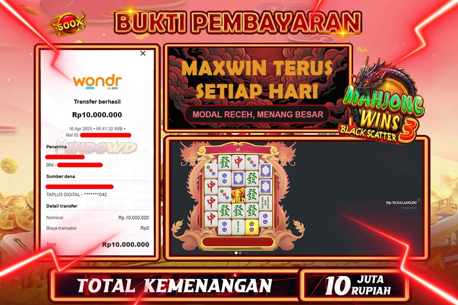 INDOWD JACKPOT SLOT MAHJONG WINS 3 BLACK SCATTER  Rp10.000.000,- LUNAS