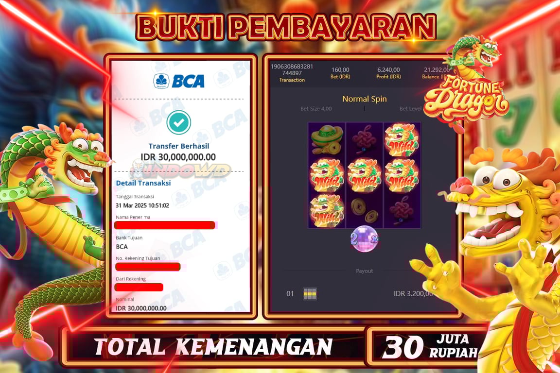 INDOWD JACKPOT SLOT FORTUNE DRAGON Rp.30.000.000,- LUNAS