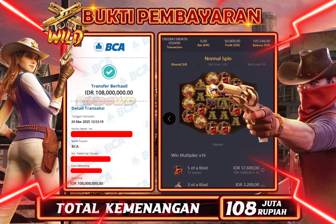 INDOWD JACKPOT SLOT WILD BOUNTY Rp108.000.000,- LUNAS