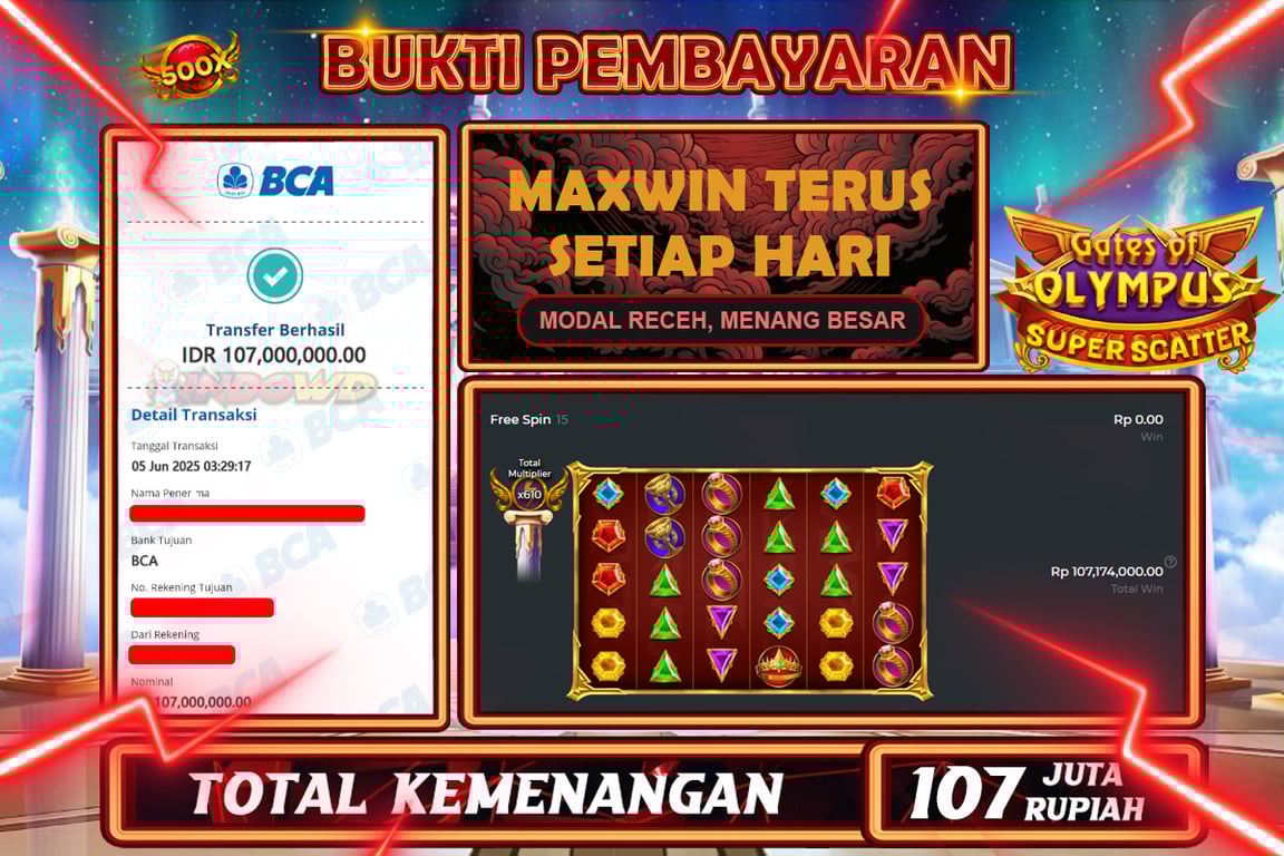 INDOWD JACKPOT SLOT GATES OF OLYMPUS SUPER SCATTER Rp107.000.000,- LUNAS