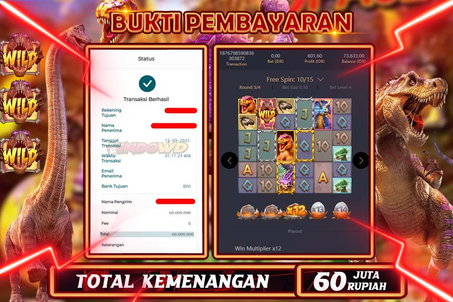 INDOWD JACKPOT SLOT JURASIC KINGDOM Rp60.000.000,- LUNAS