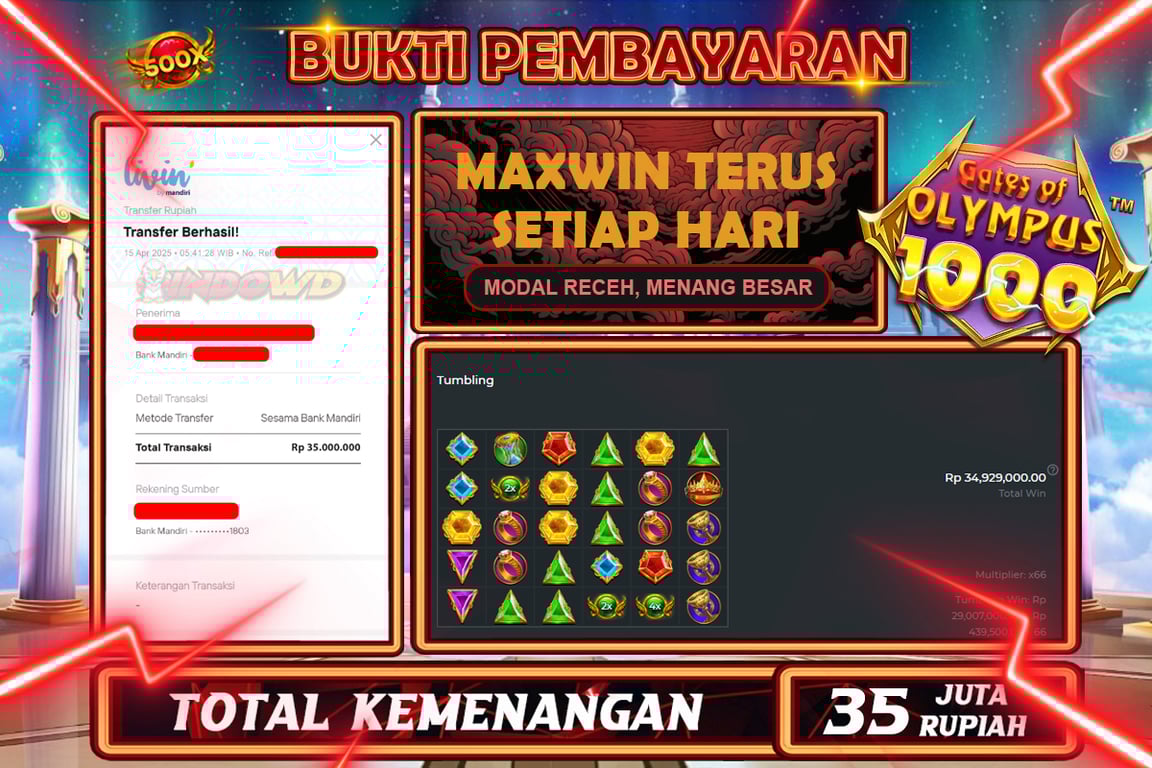 INDOWD JACKPOT SLOT GATES OF OLYMPUS 1000 Rp35.000.000,- LUNAS