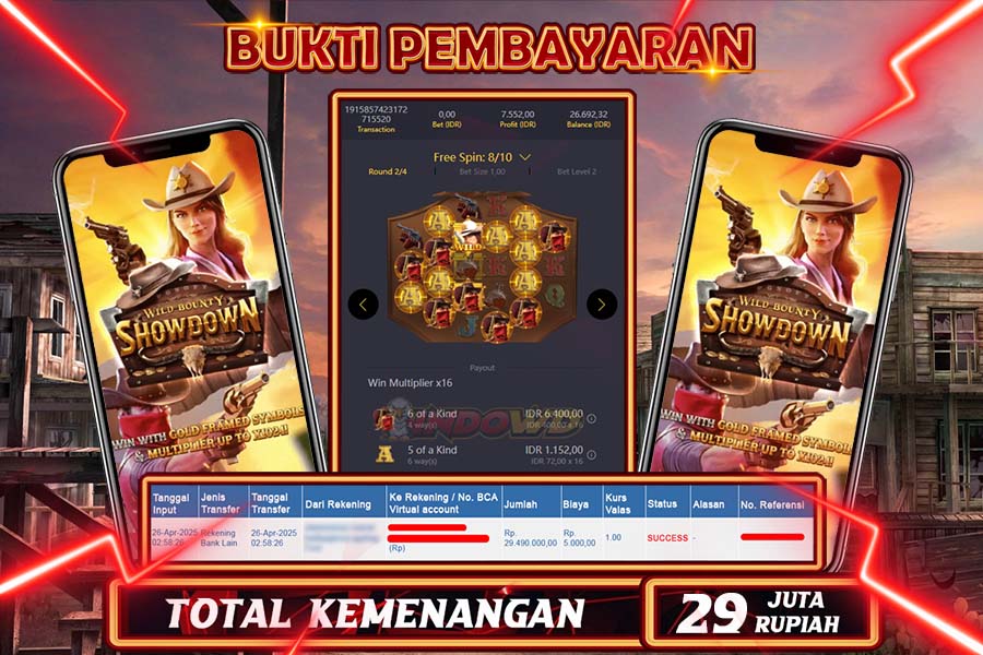 INDOWD JACKPOT SLOT WILD BOUNTY Rp29.495.000,- LUNAS