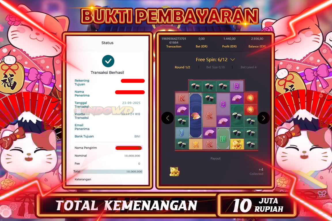 INDOWD JACKPOT SLOT LUCKY NEKO Rp10.000.000,- LUNAS