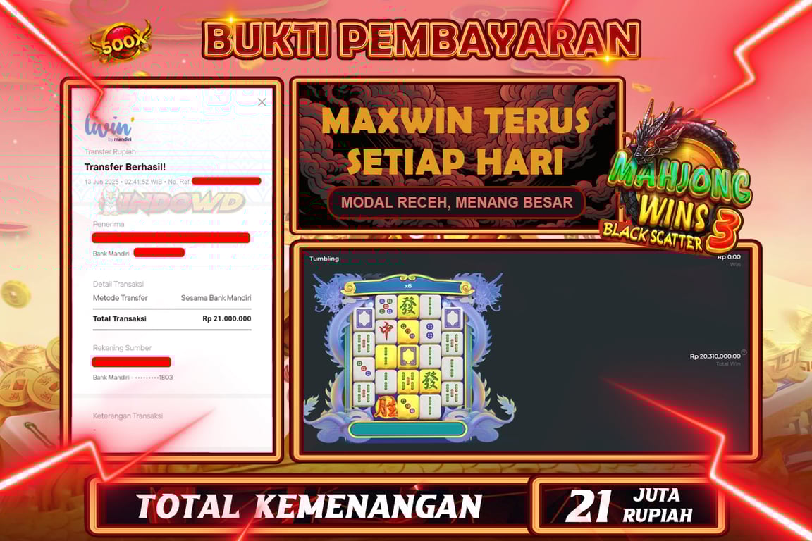 INDOWD JACKPOT SLOT MAHJONG WINS 3 BLACK SCATTER Rp21.000.000,- LUNAS