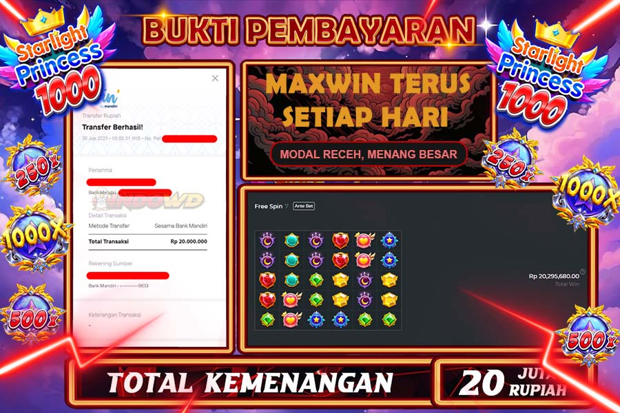 INDOWD JACKPOT SLOT STARLIGHT PRINCES 1000 Rp20.000.000,- LUNAS