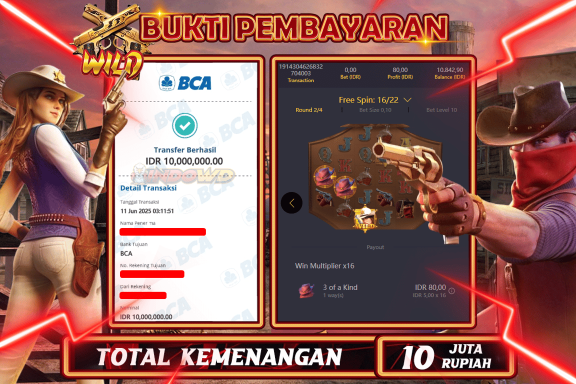 INDOWD JACKPOT SLOT WILD BOUNTY Rp10.000.000,- LUNAS
