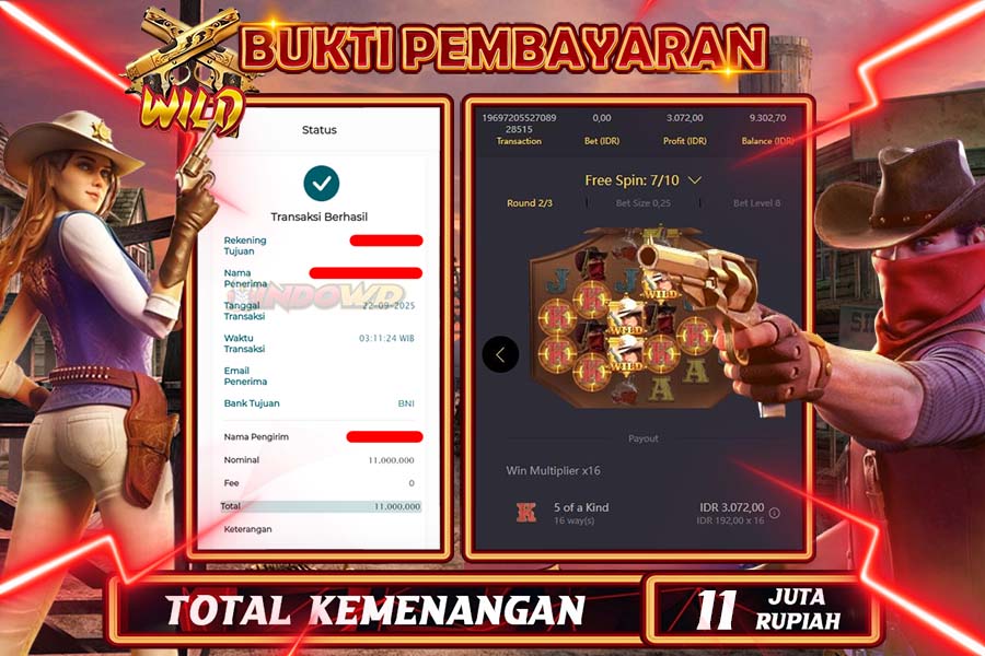 INDOWD JACKPOT SLOT WILD BOUNTY Rp11.000.000,- LUNAS
