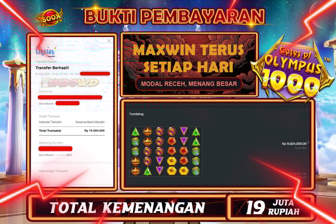 INDOWD JACKPOT SLOT GATES OF OLYMPUS 1000 Rp.19.000.000,- LUNAS