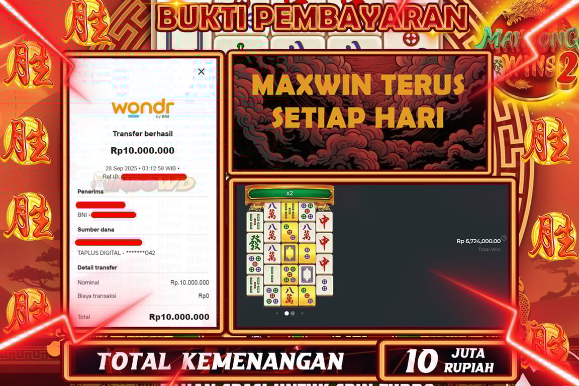 INDOWD JACKPOT SLOT MAHJONG WINS 2 Rp10.000.000,- LUNAS