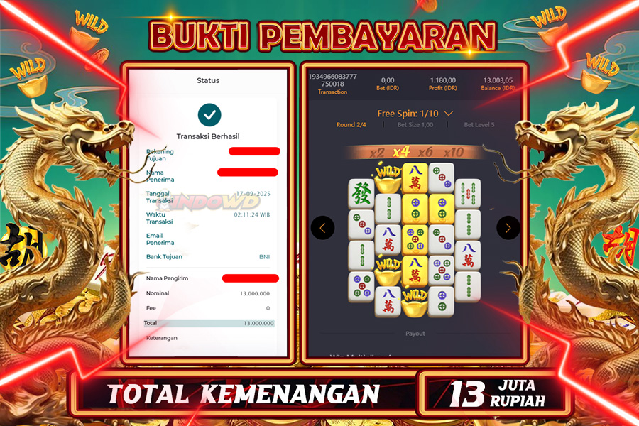 INDOWD JACKPOT SLOT MAHJONG WAYS 2 Rp13.000.000,- LUNAS
