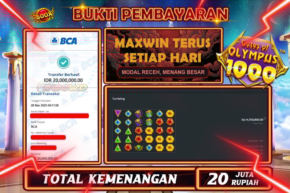 INDOWD JACKPOT SLOT GATES OF OLYMPUS 1000 Rp.20.000.000,- LUNAS