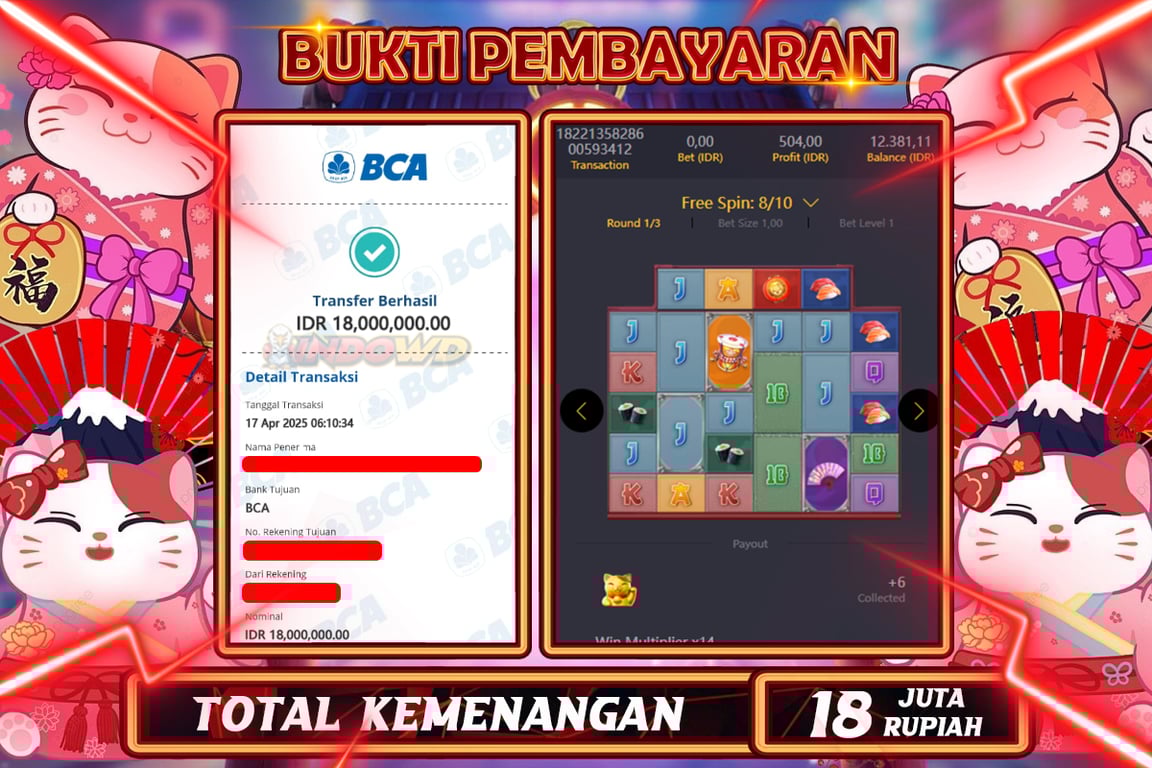 INDOWD JACKPOT SLOT LUCKY NEKO  Rp18.000.000,- LUNAS