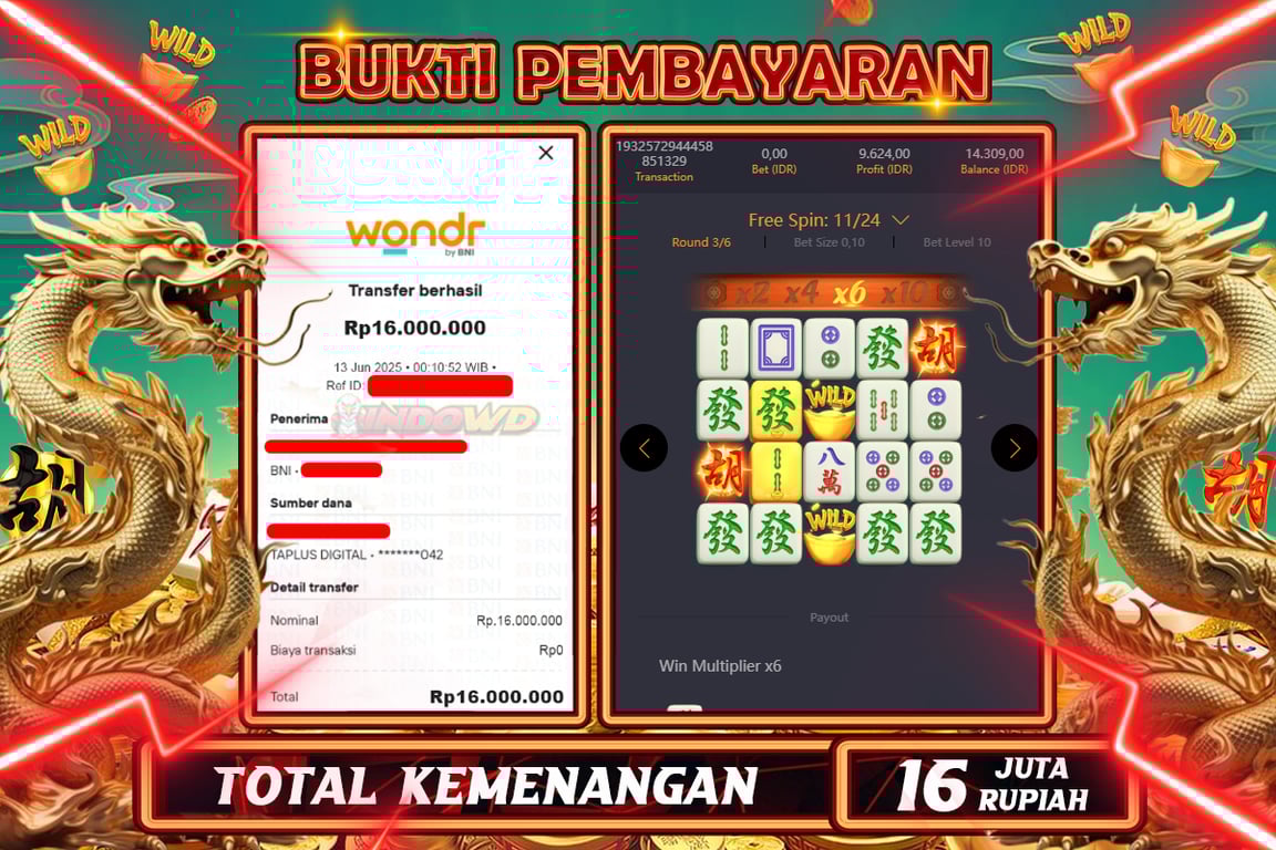 INDOWD JACKPOT SLOT MAHJONG WAYS 2 Rp16.000.000,- LUNAS