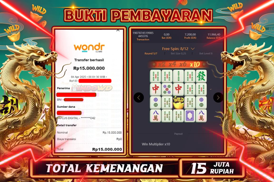 INDOWD JACKPOT SLOT MAHJONG WAYS 2 Rp15.000.000,- LUNAS