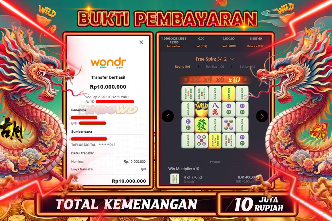 INDOWD JACKPOT SLOT MAHJONG WAYS 2 Rp10.000.000,- LUNAS