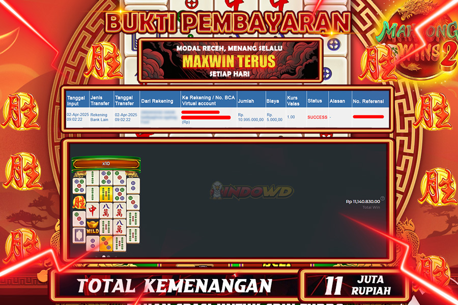 INDOWD JACKPOT SLOT MAHJONG WINS 2 Rp11.000.000,- LUNAS