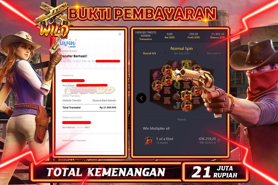 INDOWD JACKPOT SLOT WILD BOUNTY Rp21.000.000,- LUNAS