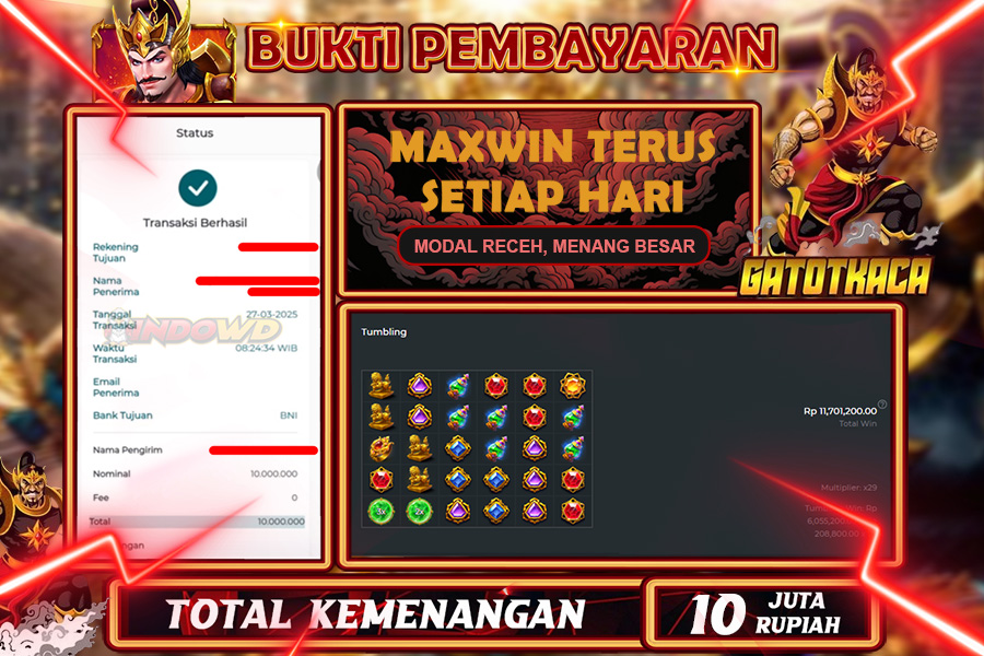 INDOWD JACKPOT SLOT GATES OF GATOTKACA Rp.10.000.000,- LUNAS