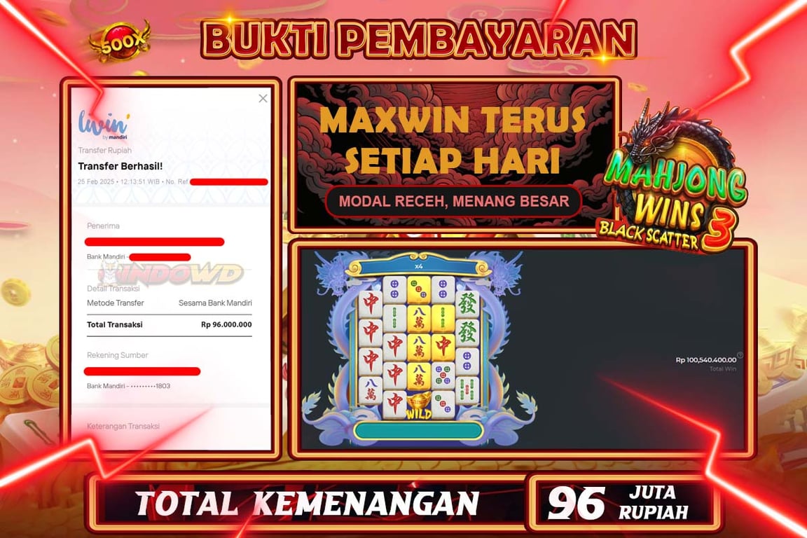 INDOWD JACKPOT SLOT MAHJONG WINS 3 BLACK SCATTER Rp96.000.000,- LUNAS