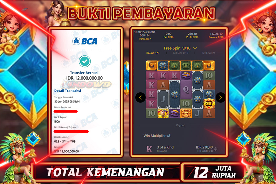 INDOWD JACKPOT SLOT GEMS AZTEC Rp12.000.000,- LUNAS