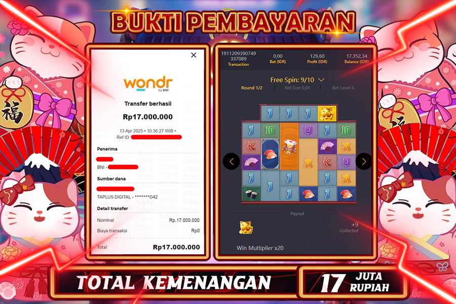 INDOWD JACKPOT SLOT LUCKY NEKO Rp17.000.000,- LUNAS
