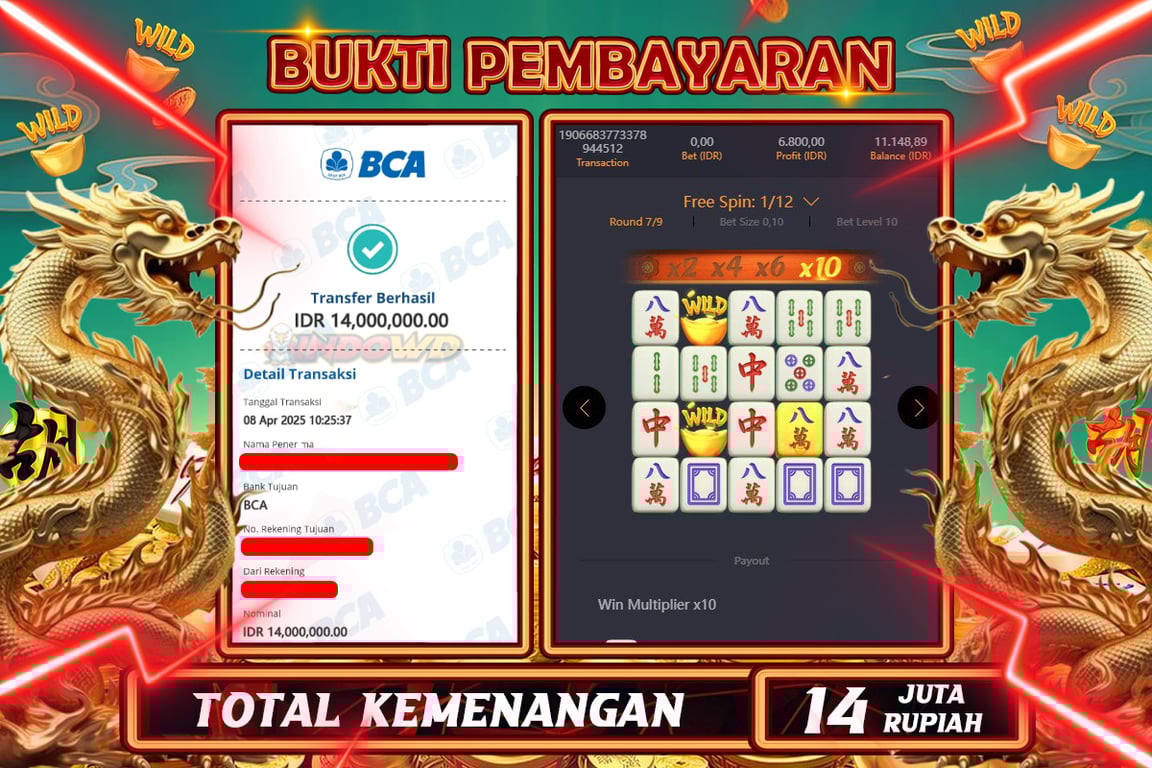 INDOWD JACKPOT SLOT MAHJONG WAYS 2 Rp14.000.000,- LUNAS