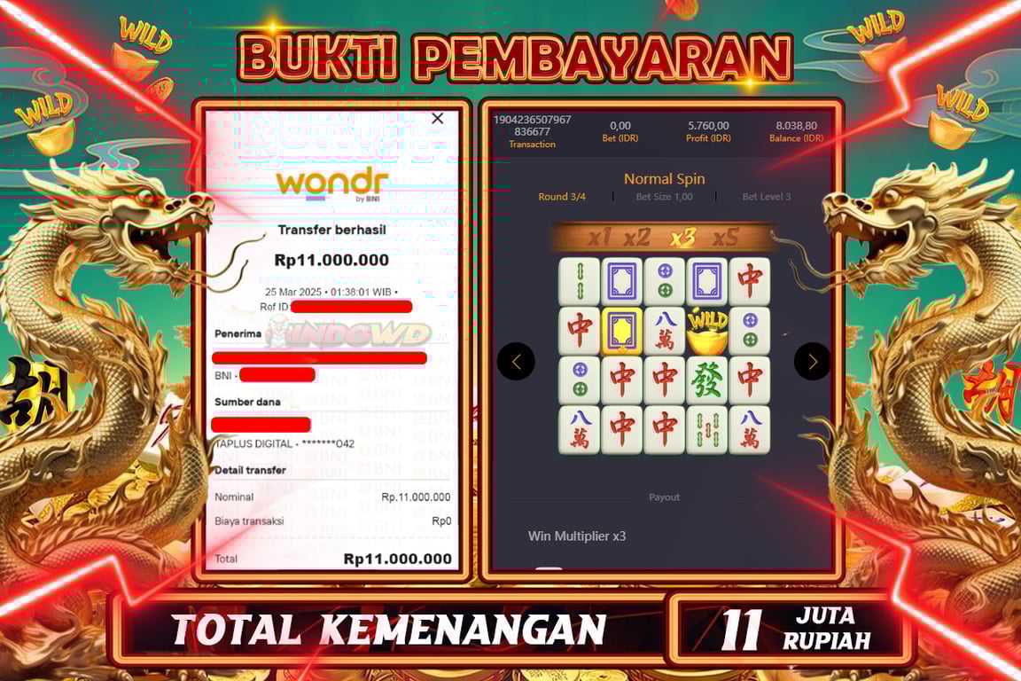 INDOWD JACKPOT SLOT MAHJONG WAYS 2 Rp.11.000.000,- LUNAS