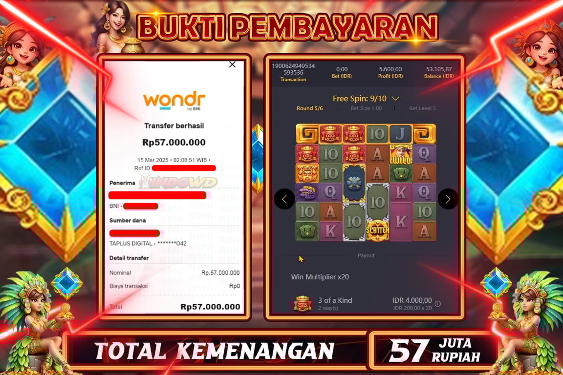 INDOWD JACKPOT SLOT AZTEC TREASURE Rp.57.000.000,- LUNAS