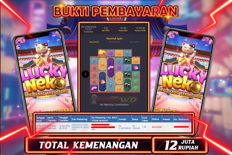 INDOWD JACKPOT SLOT LUCKY NEKO Rp12.000.000,- LUNAS