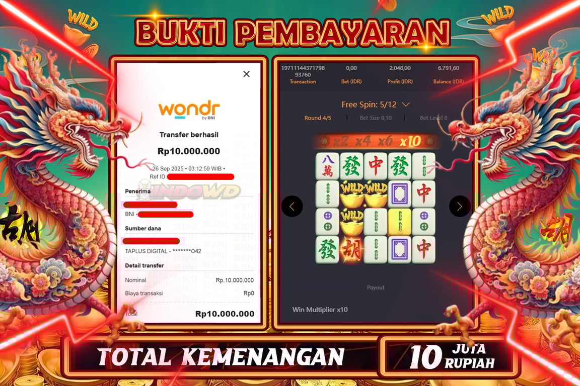 INDOWD JACKPOT SLOT MAHJONG WAYS 2 Rp10.000.000,- LUNAS