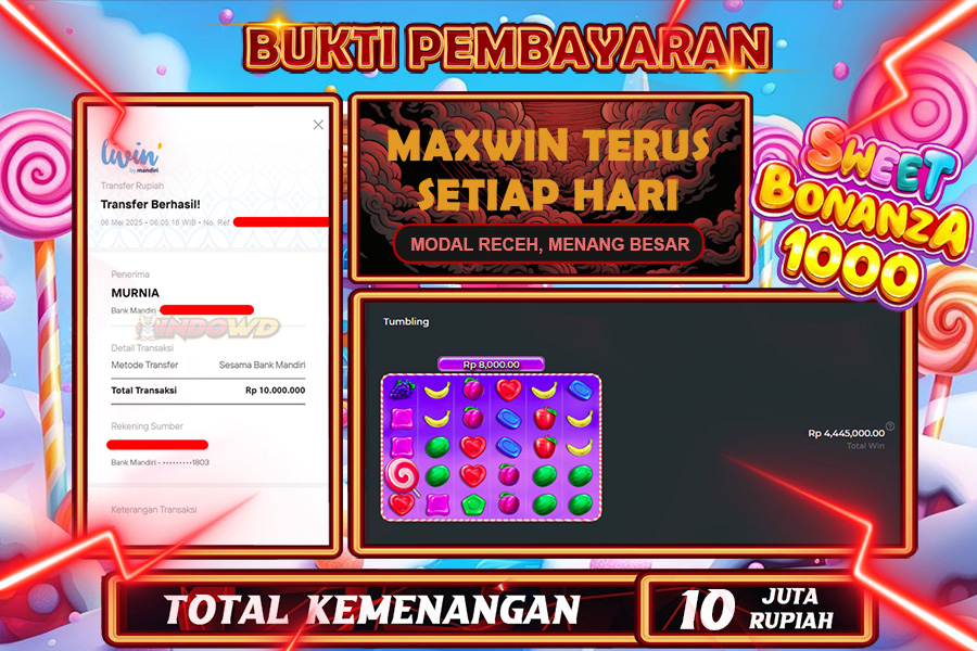 INDOWD JACKPOT SLOT SWETT BONANZA 1000 Rp10.000.000,- LUNAS